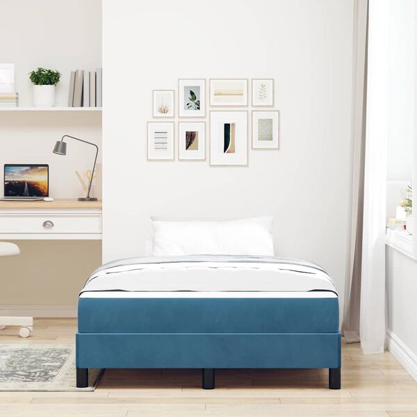 vidaXL Cama tipo Box Spring con colch&oacute;n Azul Oscuro 120 x 200 cm tela