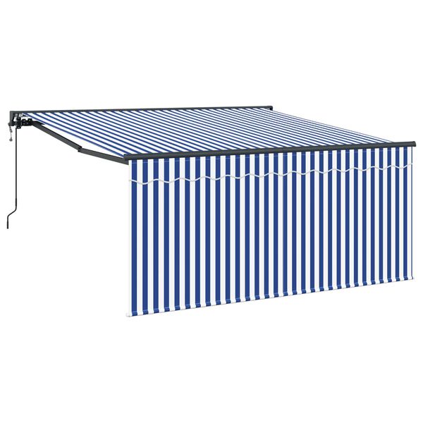 vidaXL Toldo Retr&aacute;ctil Azul y 350 x 250 cm Poli&eacute;ster y Aluminio
