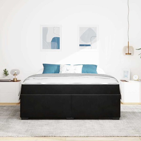 vidaXL Estructura de cama con colchón Negro 180 x 200 cm tela