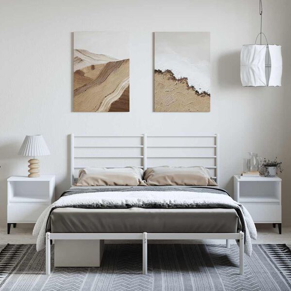 vidaXL Estructura cama sin colch&oacute;n con cabecero metal blanco 150x200cm