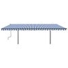 vidaXL Toldo retr&aacute;ctil autom&aacute;tico con postes azul y blanco 6x3 m