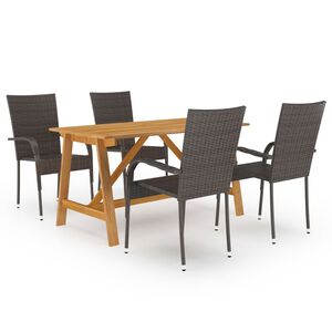 vidaXL Juego de comedor para jard&iacute;n 5 piezas marr&oacute;n