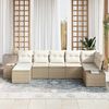 vidaXL Conjunto de sof&aacute; de jard&iacute;n 7 pcs Beige rat&aacute;n sint&eacute;tico