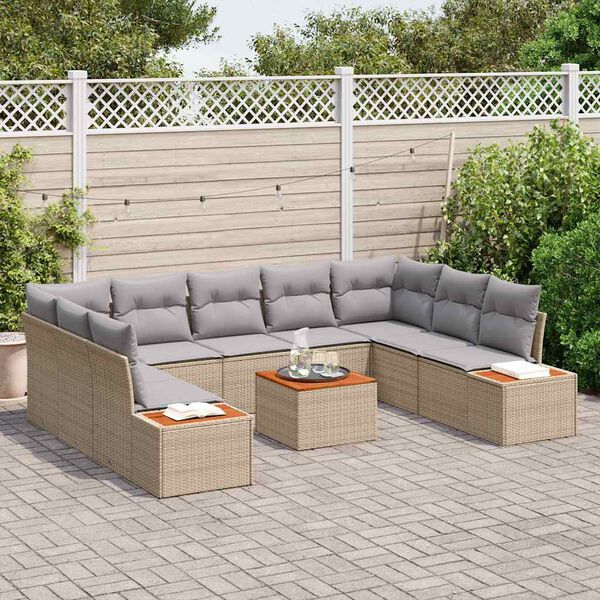 vidaXL Conjunto de sof&aacute;s de jard&iacute;n con coj&iacute;n 5 pcs Beige y Gris Claro