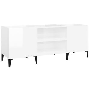 vidaXL Mueble discos madera contrachapada blanco brillo 121x38x48 cm