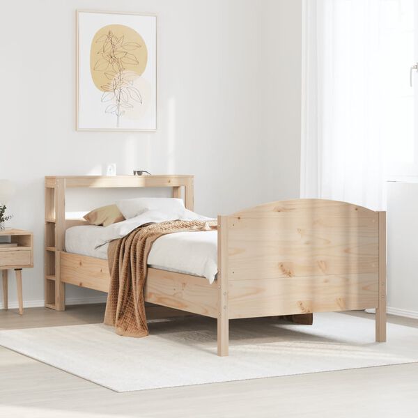 vidaXL Estructura de cama sin colch&oacute;n madera maciza pino 75x190 cm