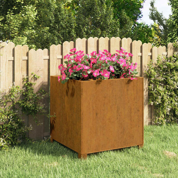 vidaXL Jardinera con patas acero corten oxidado 50x50x50 cm