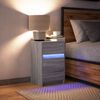 vidaXL Mesita de noche con luces LED madera de ingeniería gris Sonoma