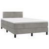 vidaXL Cama box spring colch&oacute;n y LED terciopelo gris claro 120x200 cm