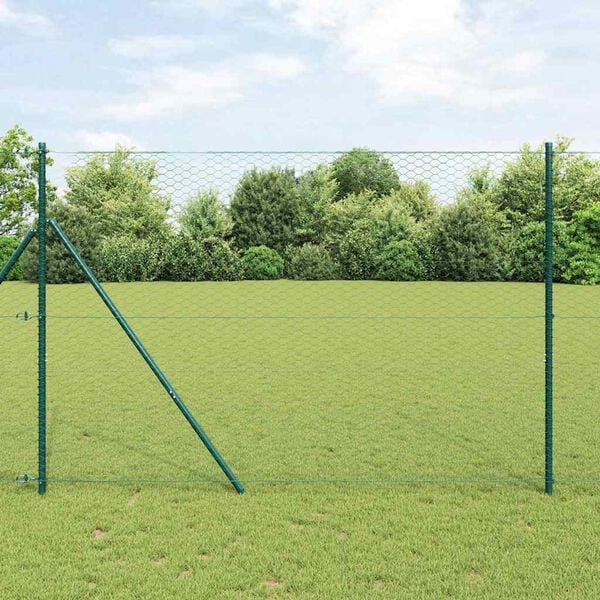 vidaXL Poste de Valla Verde 25 x 1,5 m (malla de 36 mm) Acero