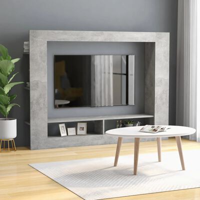 vidaXL Mueble de TV madera contrachapada gris hormigón 152x22x113 cm