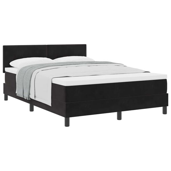 vidaXL Cama tipo Box Spring con colch&oacute;n Negro 140 x 190 cm Terciopelo