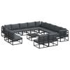 vidaXL Conjunto de sof&aacute;s de jard&iacute;n 14 uds. Negro Aluminio