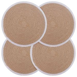 vidaXL Manteles de yute 4 uds. Natural y Blanco 100% yute tosas