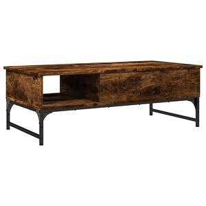 vidaXL Mesa de centro madera ingenier&iacute;a metal roble humo 100x50x35 cm
