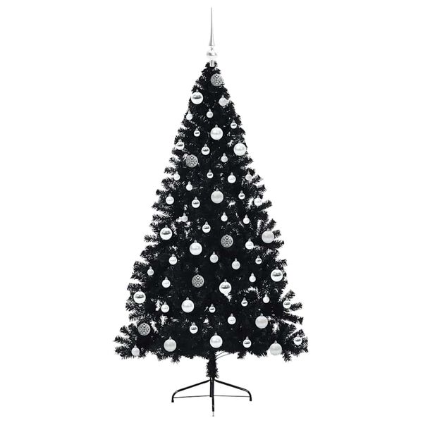 vidaXL &Aacute;rbol de Navidad Artificial Preiluminado Negro 180 cm PVC