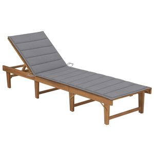 vidaXL Tumbona plegable con coj&iacute;n madera maciza de acacia