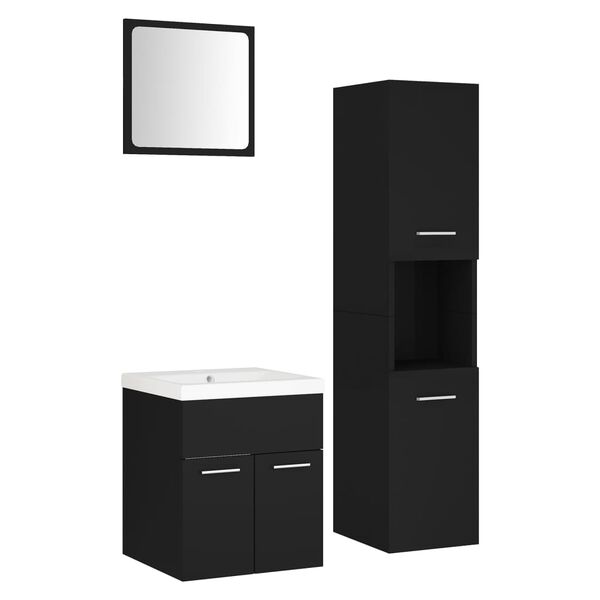 vidaXL Juego de muebles de ba&ntilde;o madera de ingenier&iacute;a negro