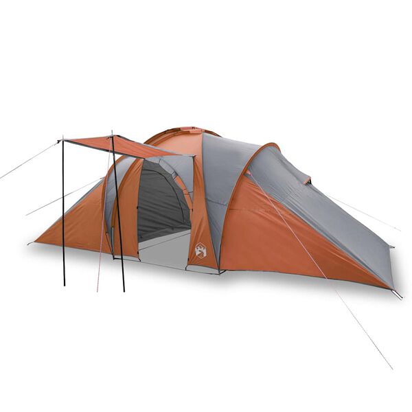 vidaXL Tienda familiar con c&uacute;pula impermeable 6 personas gris naranja