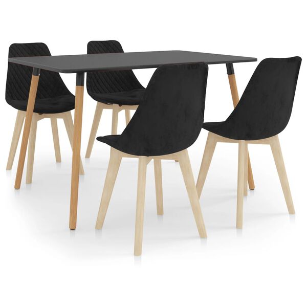 vidaXL Juego de comedor 5 piezas negro