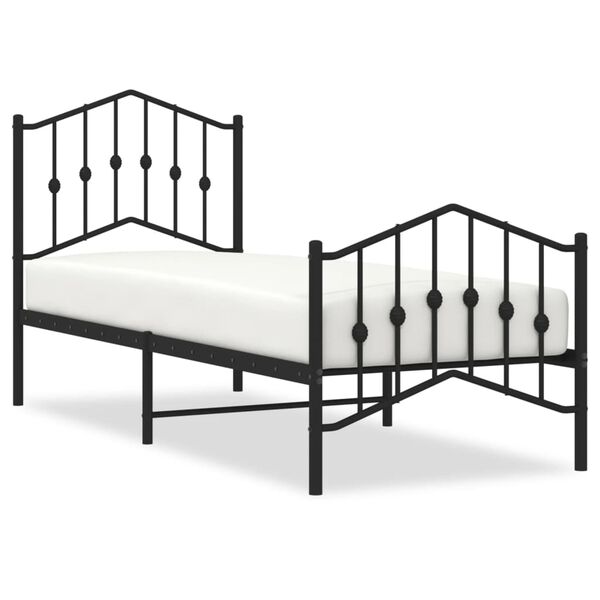 vidaXL Estructura cama sin colchón con estribo metal negro 75x190 cm