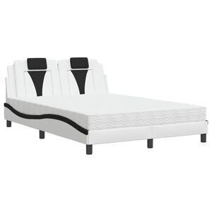 vidaXL Cama Viana con colch&oacute;n cuero sint&eacute;tico blanco y negro 140x190 cm