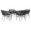 vidaXL Juego de comedor jard&iacute;n 5 piezas cojines rat&aacute;n sint&eacute;tico negro