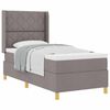 vidaXL Cama tipo Box Spring con cabecera Taup&eacute; 90 x 200 cm tela