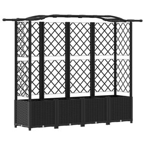 vidaXL Cama elevada con trellis y techo Negro 204 x 40 x 141 cm PP