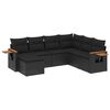 vidaXL Set de comedor de jard&iacute;n 7 pzas y cojines rat&aacute;n sint&eacute;tico negro