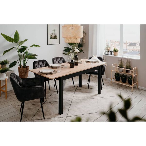Finori Mesa de comedor extensible Coburg 120 roble Artisan y negro