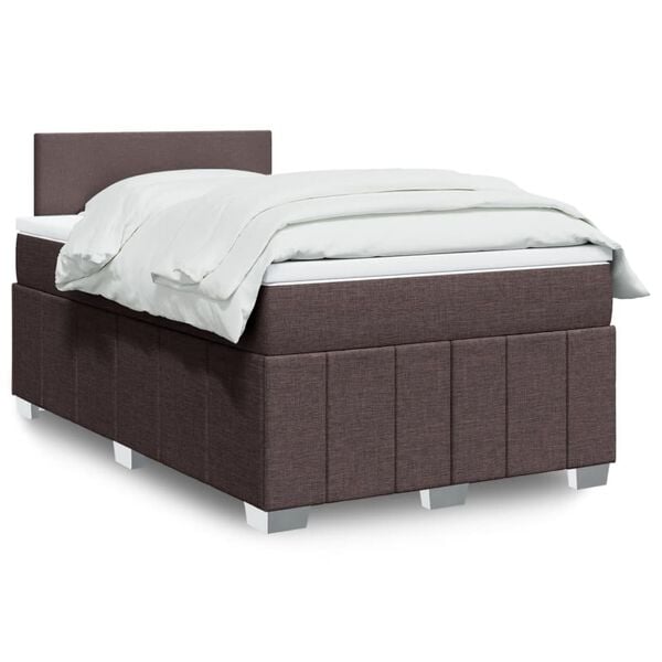 vidaXL Cama box spring con colch&oacute;n tela marr&oacute;n oscuro 120x190 cm