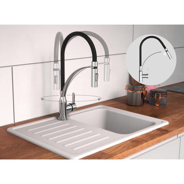 EISL Grifo monomando cocina con ca&ntilde;o tacto suave CARNEO negro cromado