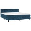 vidaXL Cama box spring colch&oacute;n y LED terciopelo azul oscuro 180x200 cm