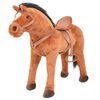 vidaXL Caballo de juguete de pie de peluche marr&oacute;n