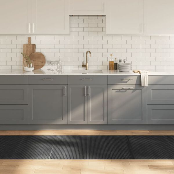 vidaXL Alfombra rectangular bamb&uacute; gris 80x400 cm