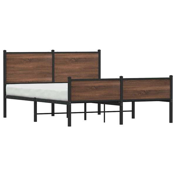 vidaXL Estructura de cama sin colch&oacute;n metal marr&oacute;n roble 140x200 cm