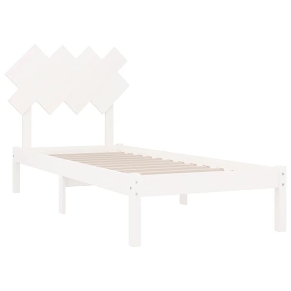 vidaXL Estructura de cama individual de madera maciza blanco 90x190 cm