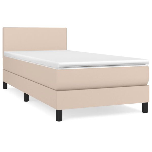 vidaXL Cama box spring con colch&oacute;n cuero sint&eacute;tico capuchino 100x200cm
