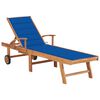 vidaXL Tumbona con coj&iacute;n azul royal madera maciza de teca