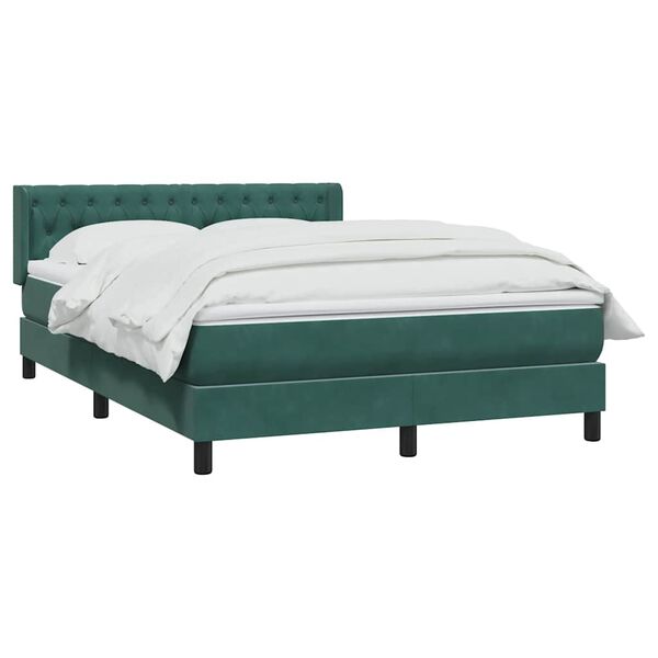 vidaXL Cama box spring con colch&oacute;n terciopelo verde oscuro 140x210 cm