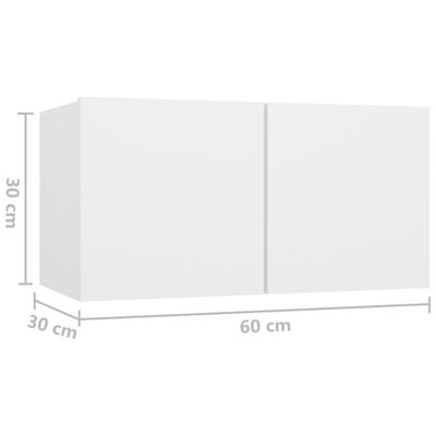 vidaXL Muebles colgantes de TV 2 unidades blanco 60x30x30 cm