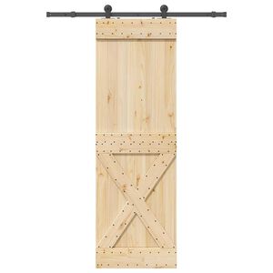 vidaXL Puerta corredera con herrajes madera maciza de pino 70x210 cm