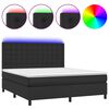 vidaXL Cama box spring colch&oacute;n y LED cuero sint&eacute;tico negro 160x200 cm