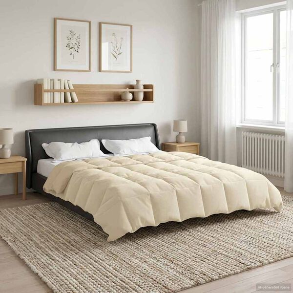 vidaXL Edred&oacute;n de Verano Acolchado Crema 200 x 240 cm Microfibra