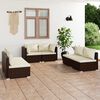 vidaXL Set muebles de jard&iacute;n 6 piezas y cojines rat&aacute;n sint&eacute;tico marr&oacute;n