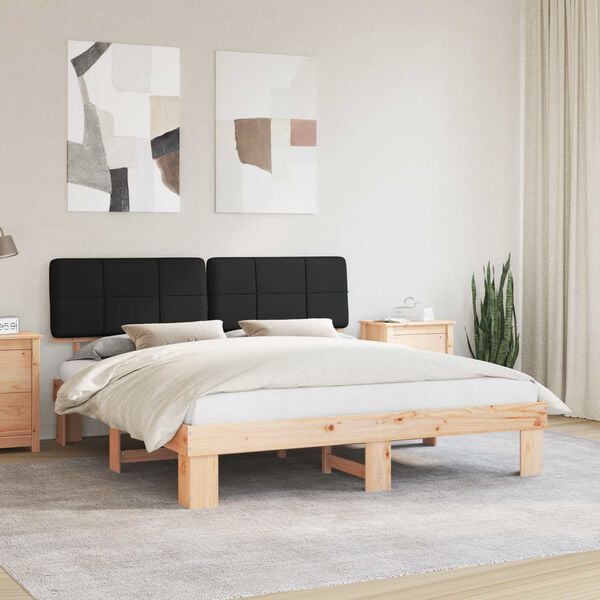 vidaXL Estructura de Cama con Cabecera Tapizada Negro 200 x 200 cm