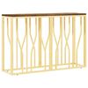 vidaXL Mesa consola acero inoxidable y madera maciza reciclada dorada