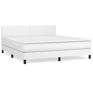 vidaXL Cama box spring con colch&oacute;n cuero sint&eacute;tico blanco 160x200 cm