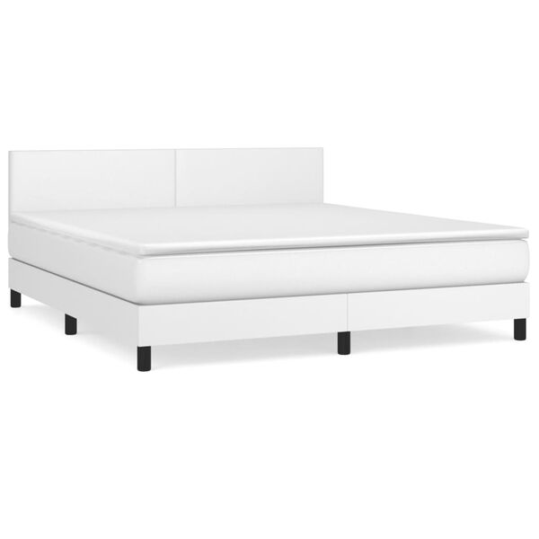 vidaXL Cama box spring con colchón cuero sintético blanco 160x200 cm